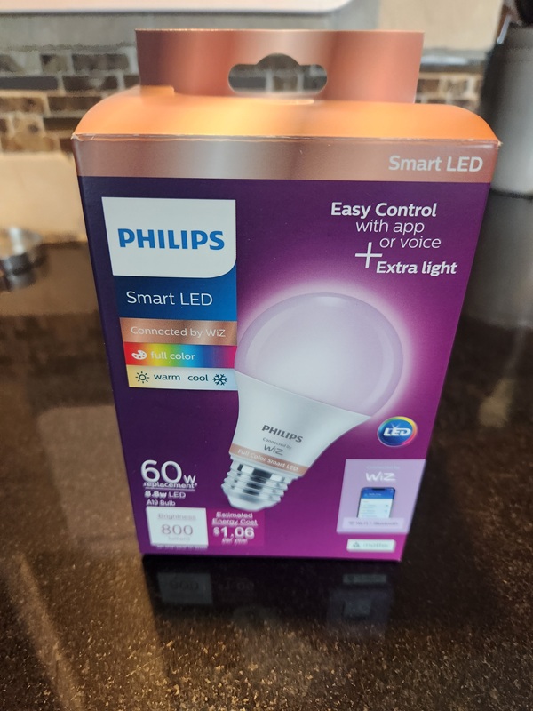Wiz smart bulb box from Home Depot
